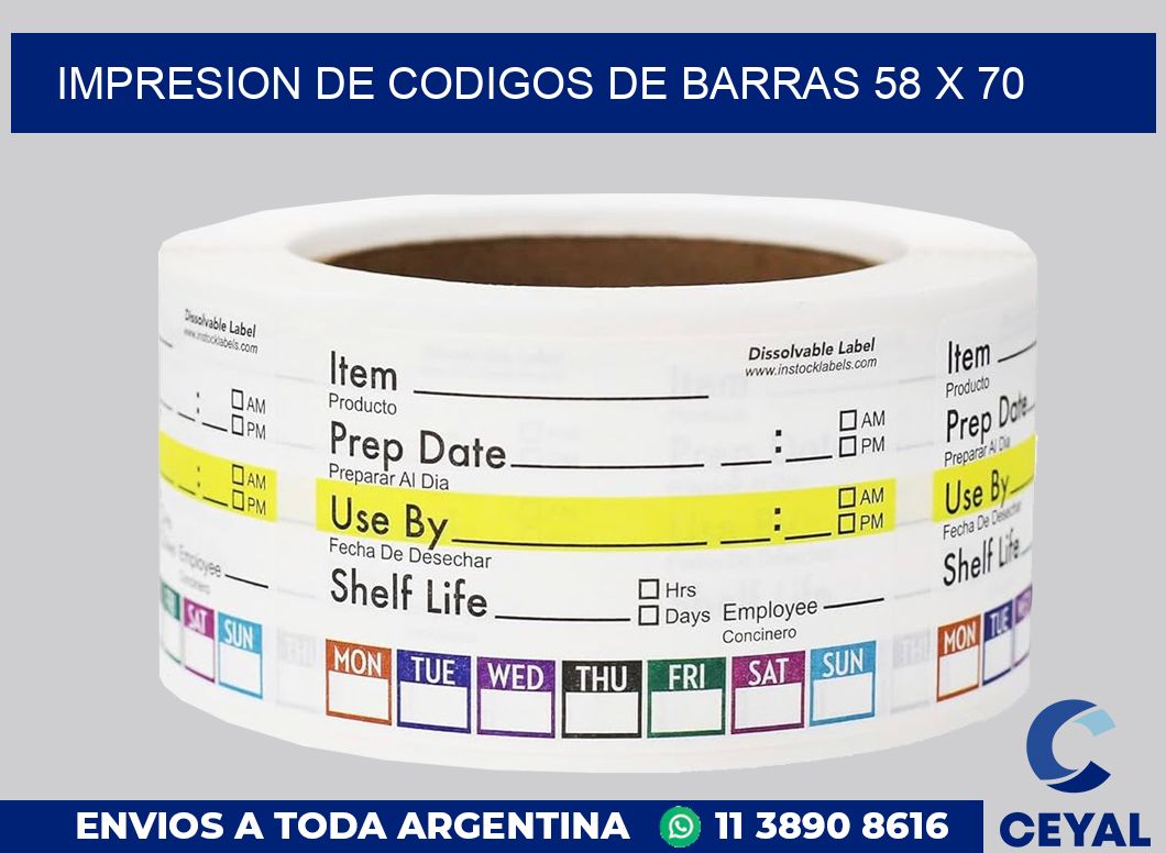 impresion de codigos de barras 58 x 70
