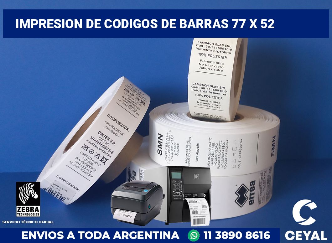 impresion de codigos de barras 77 x 52