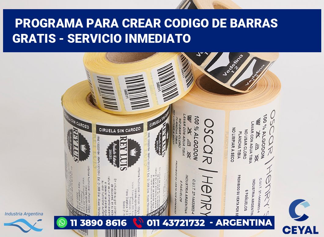 programa para crear codigo de barras gratis - Servicio inmediato