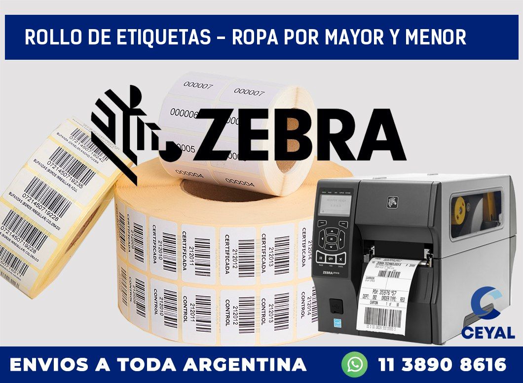 rollo de etiquetas - ropa por mayor y menor