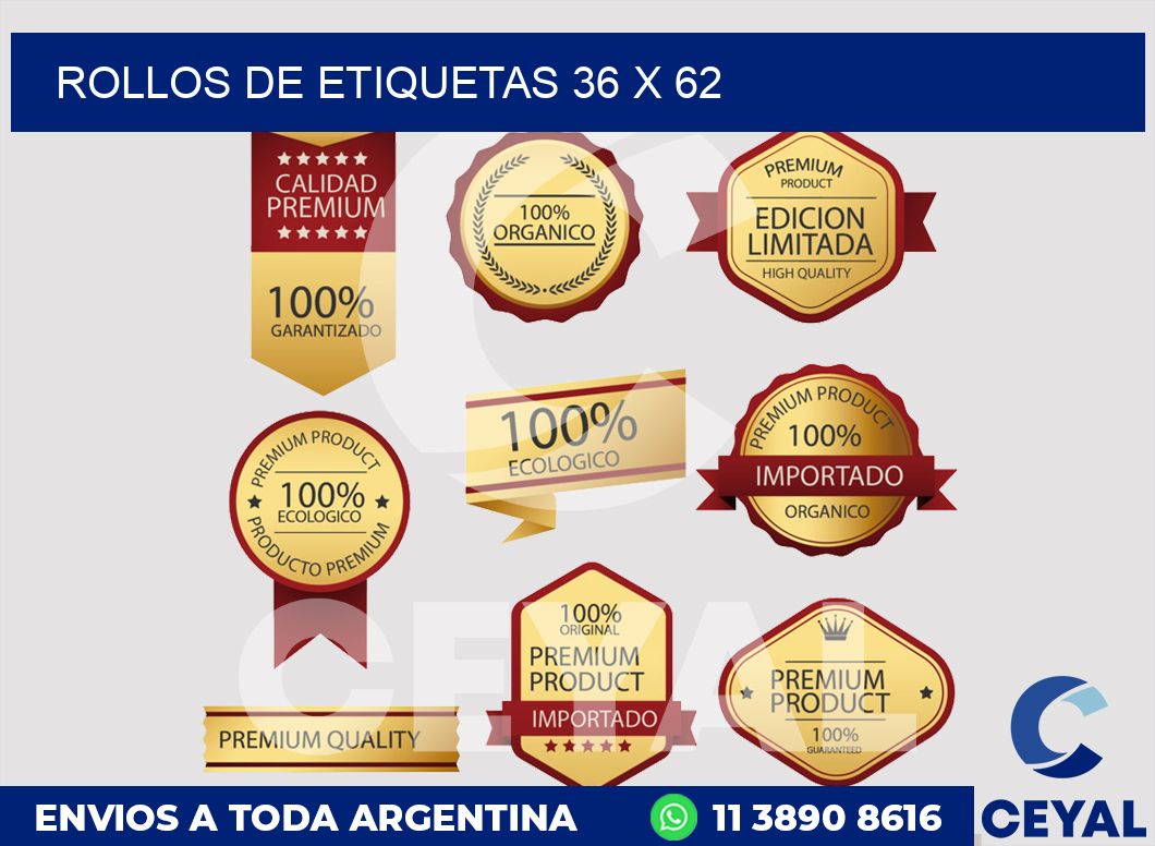 rollos de etiquetas 36 x 62