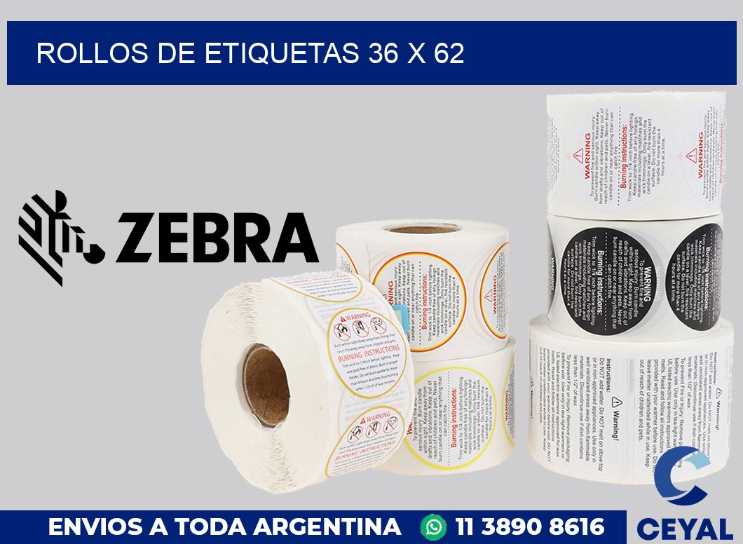 rollos de etiquetas 36 x 62