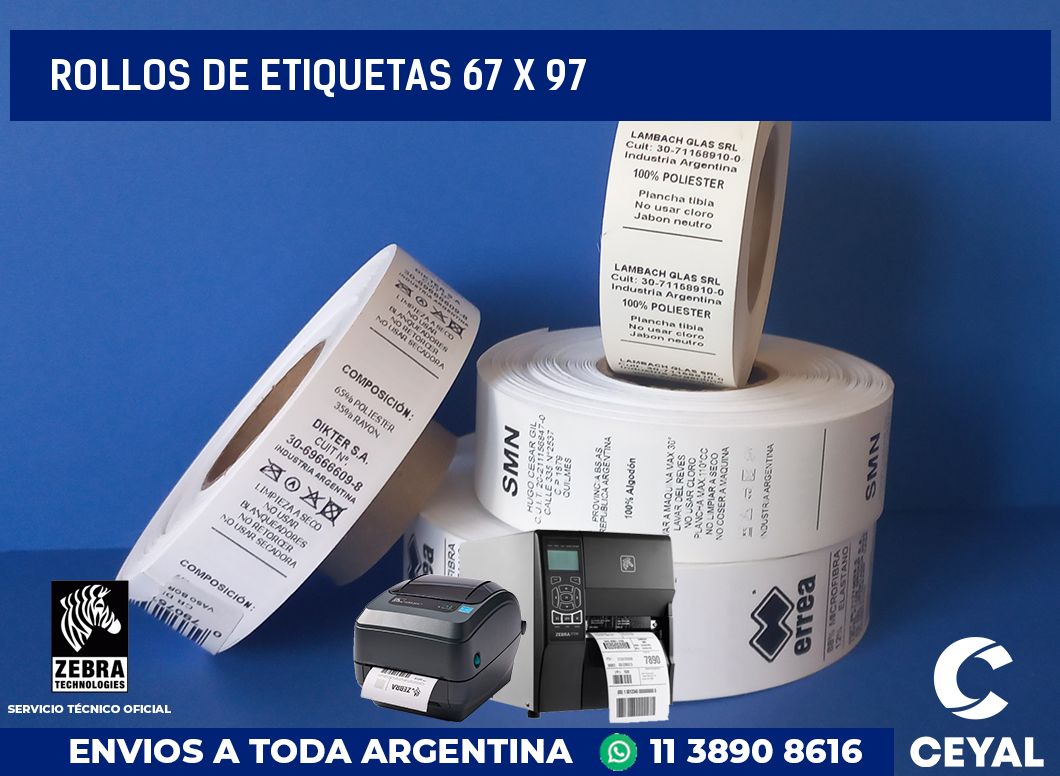 rollos de etiquetas 67 x 97