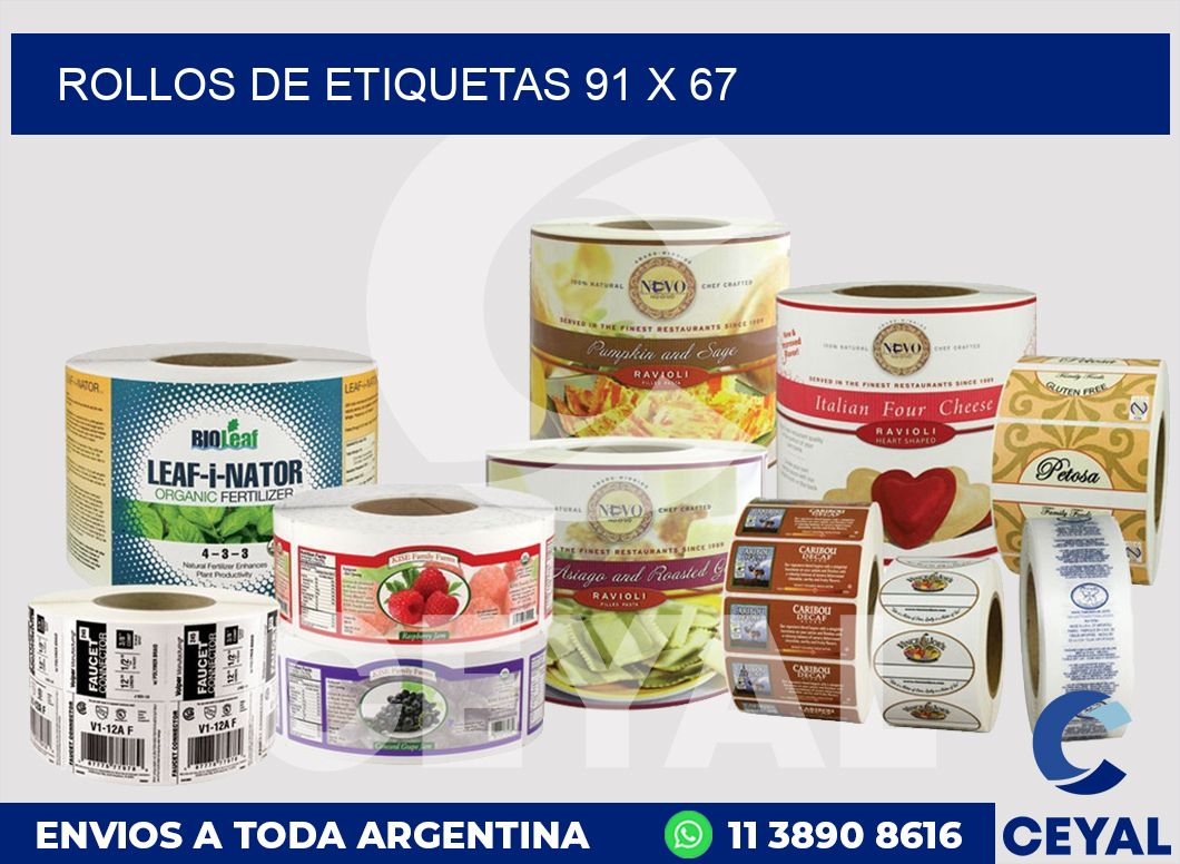 rollos de etiquetas 91 x 67