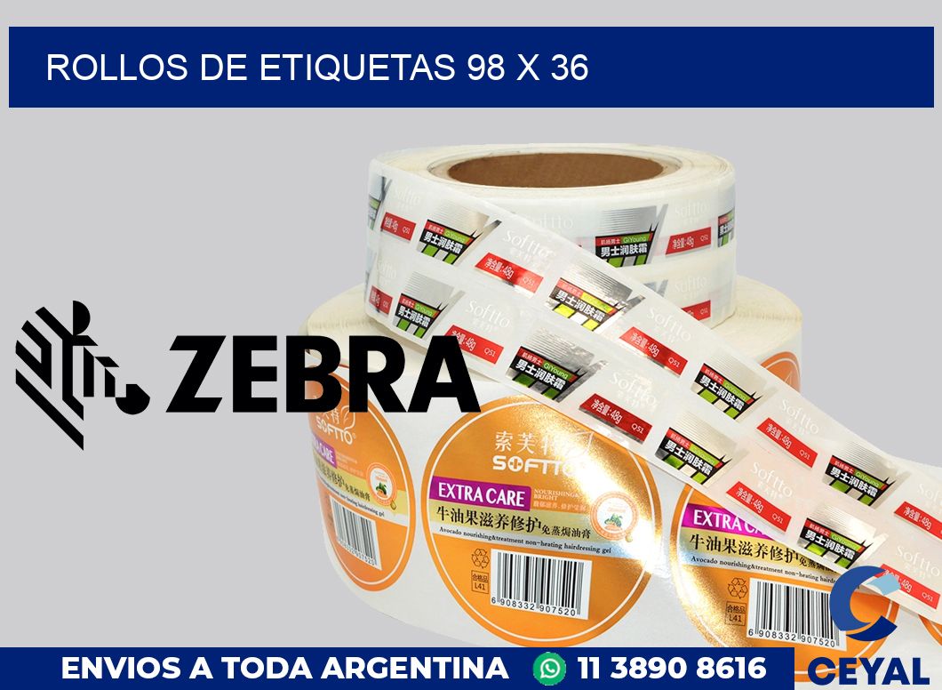 rollos de etiquetas 98 x 36