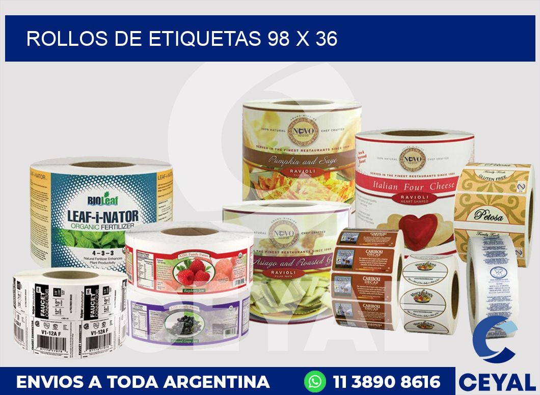 rollos de etiquetas 98 x 36