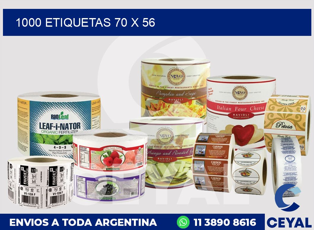 1000 etiquetas 70 x 56