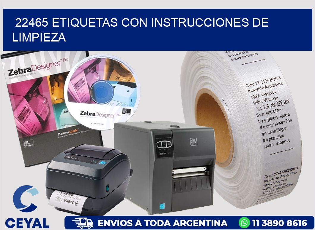 22465 Etiquetas con instrucciones de Limpieza
