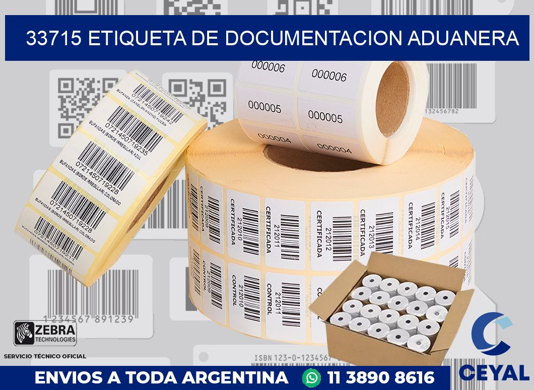 33715 Etiqueta de documentacion aduanera