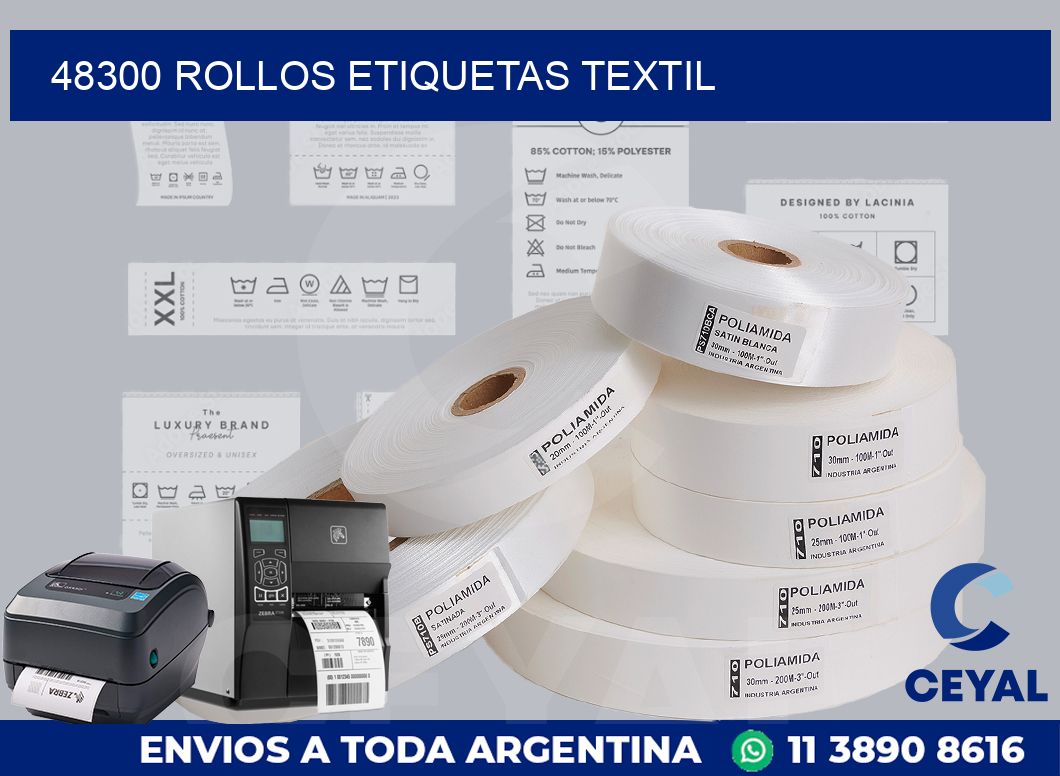 48300 rollos etiquetas textil