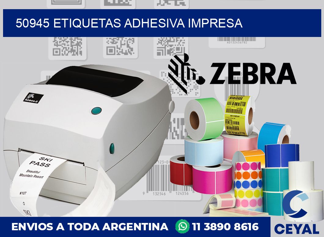 50945 etiquetas adhesiva impresa
