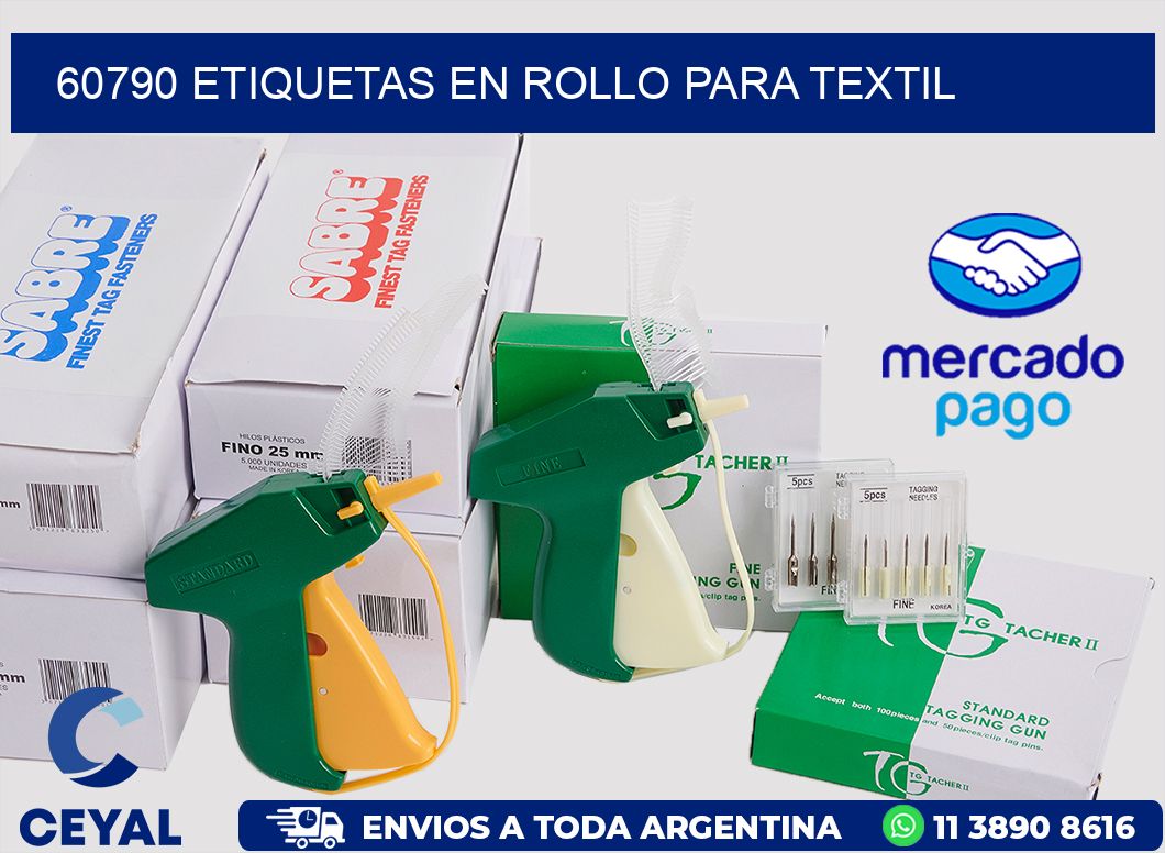 60790 etiquetas en rollo para textil