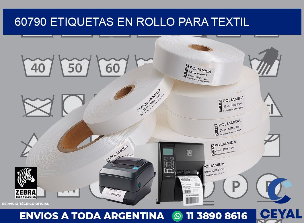 60790 etiquetas en rollo para textil