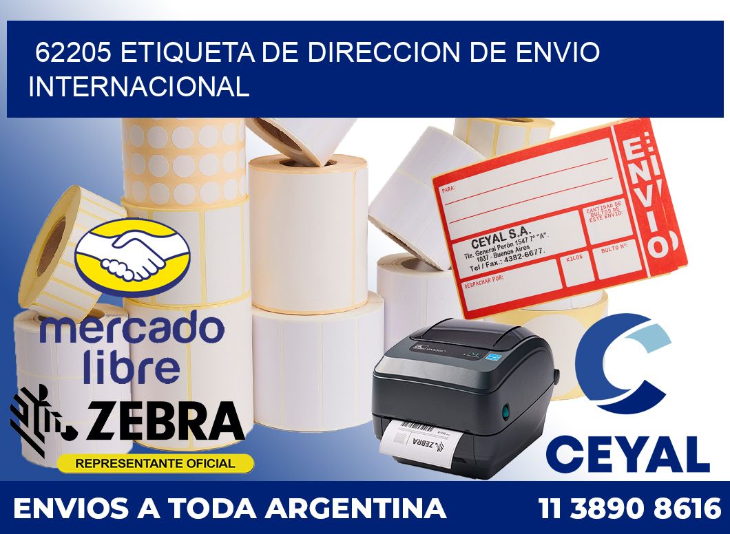 62205 Etiqueta de direccion de envio internacional