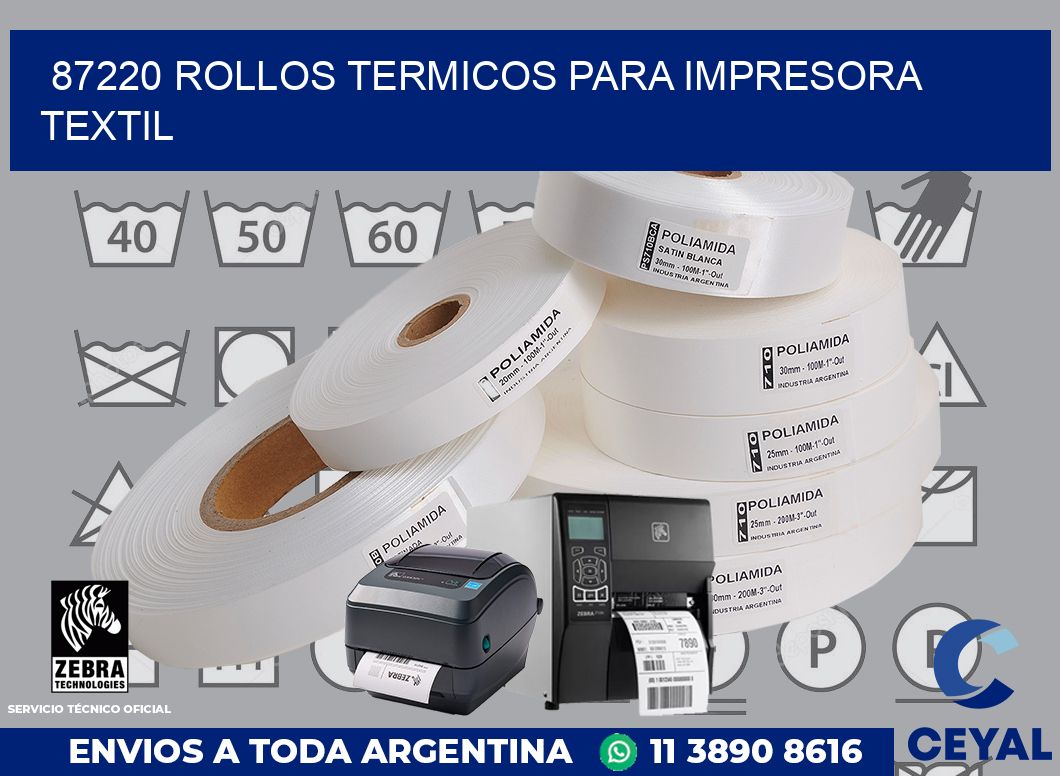 87220 rollos termicos para impresora textil