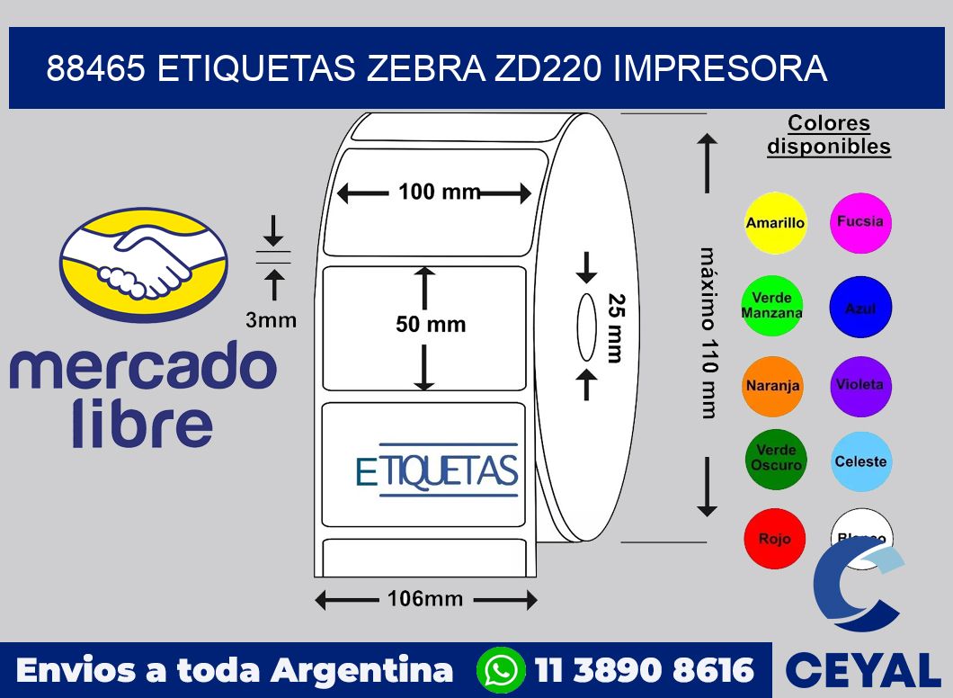 88465 etiquetas Zebra zd220 impresora