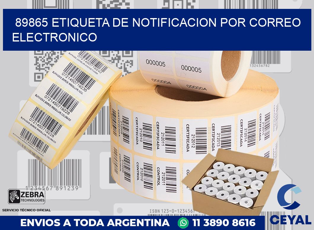 89865 Etiqueta de notificacion por correo electronico