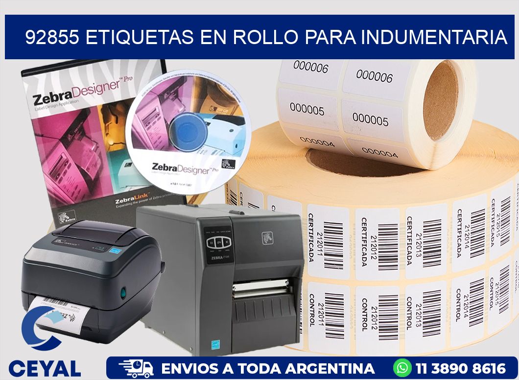 92855 Etiquetas en rollo para indumentaria