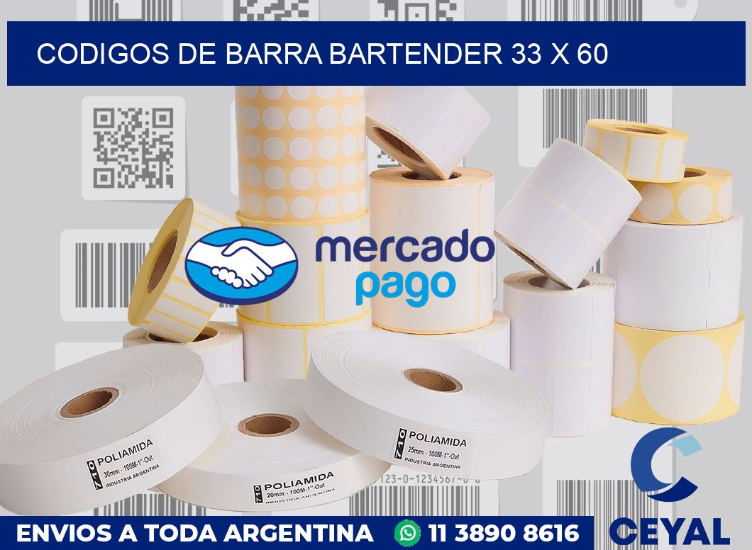 Codigos de barra Bartender 33 x 60
