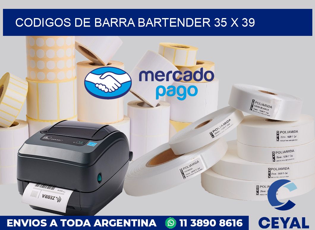 Codigos de barra Bartender 35 x 39