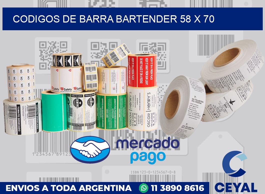 Codigos de barra Bartender 58 x 70