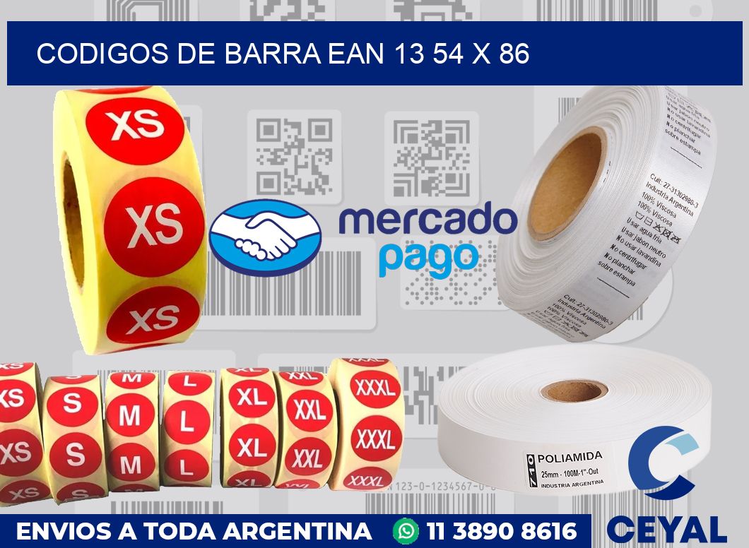 Codigos de barra EAN 13 54 x 86