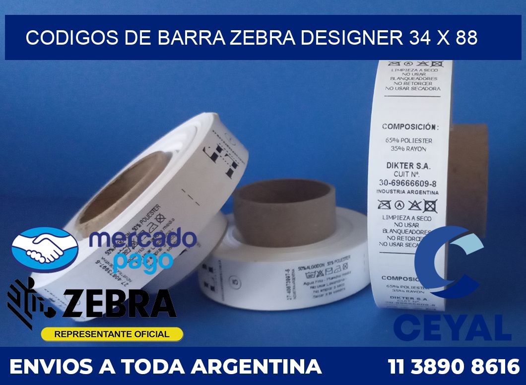 Codigos de barra Zebra designer 34 x 88