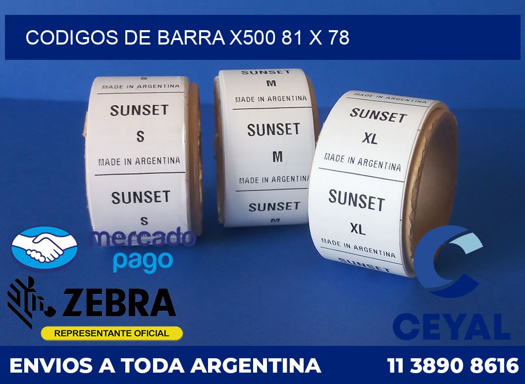 Codigos de barra x500 81 x 78