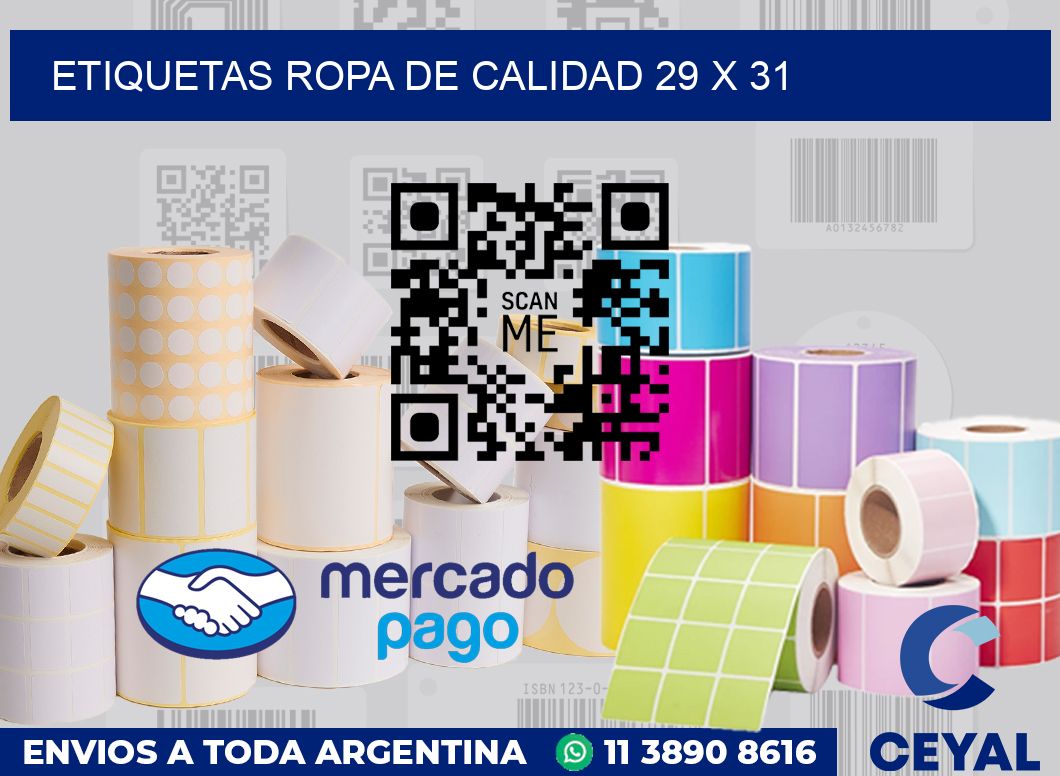 Etiquetas ropa de calidad 29 x 31