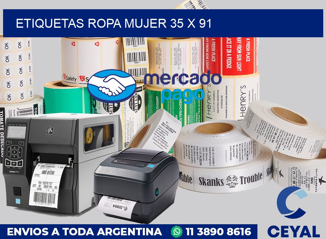 Etiquetas ropa mujer 35 x 91