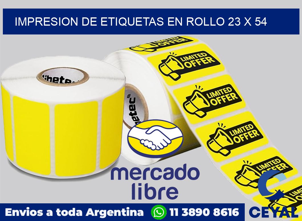 Impresion de etiquetas en rollo 23 x 54