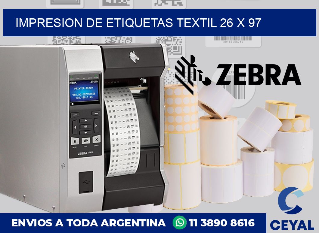 Impresion de etiquetas textil 26 x 97