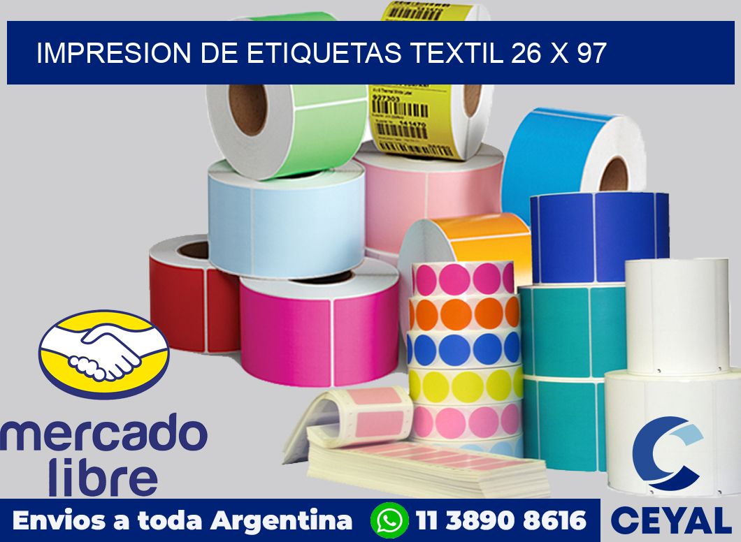 Impresion de etiquetas textil 26 x 97