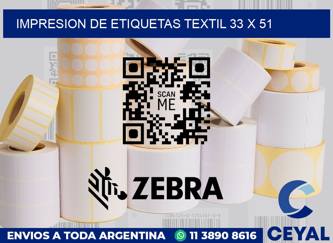 Impresion de etiquetas textil 33 x 51