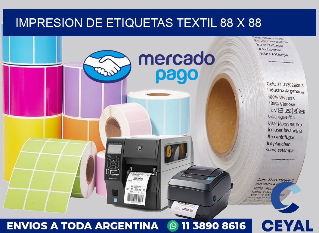 Impresion de etiquetas textil 88 x 88