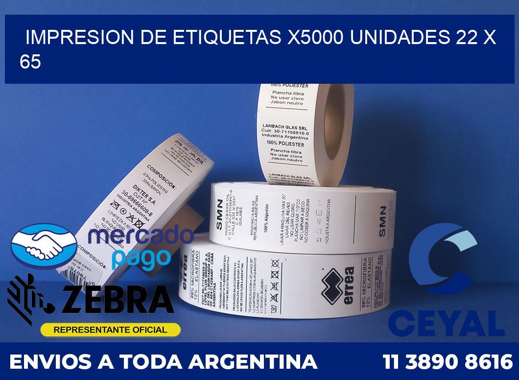 Impresion de etiquetas x5000 unidades 22 x 65
