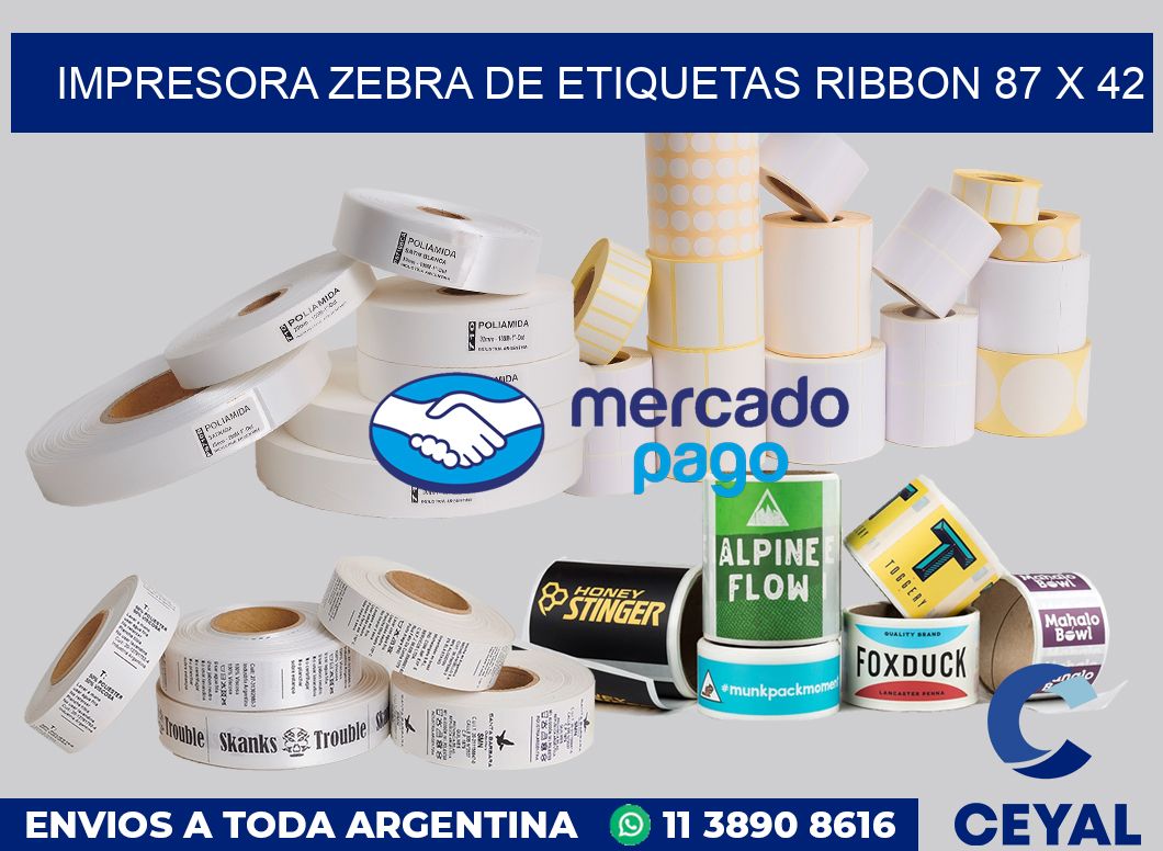 Impresora Zebra de etiquetas ribbon 87 x 42