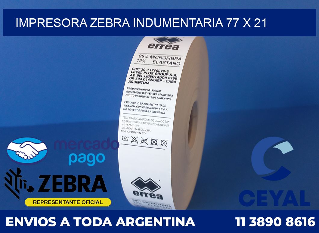 Impresora Zebra indumentaria 77 x 21