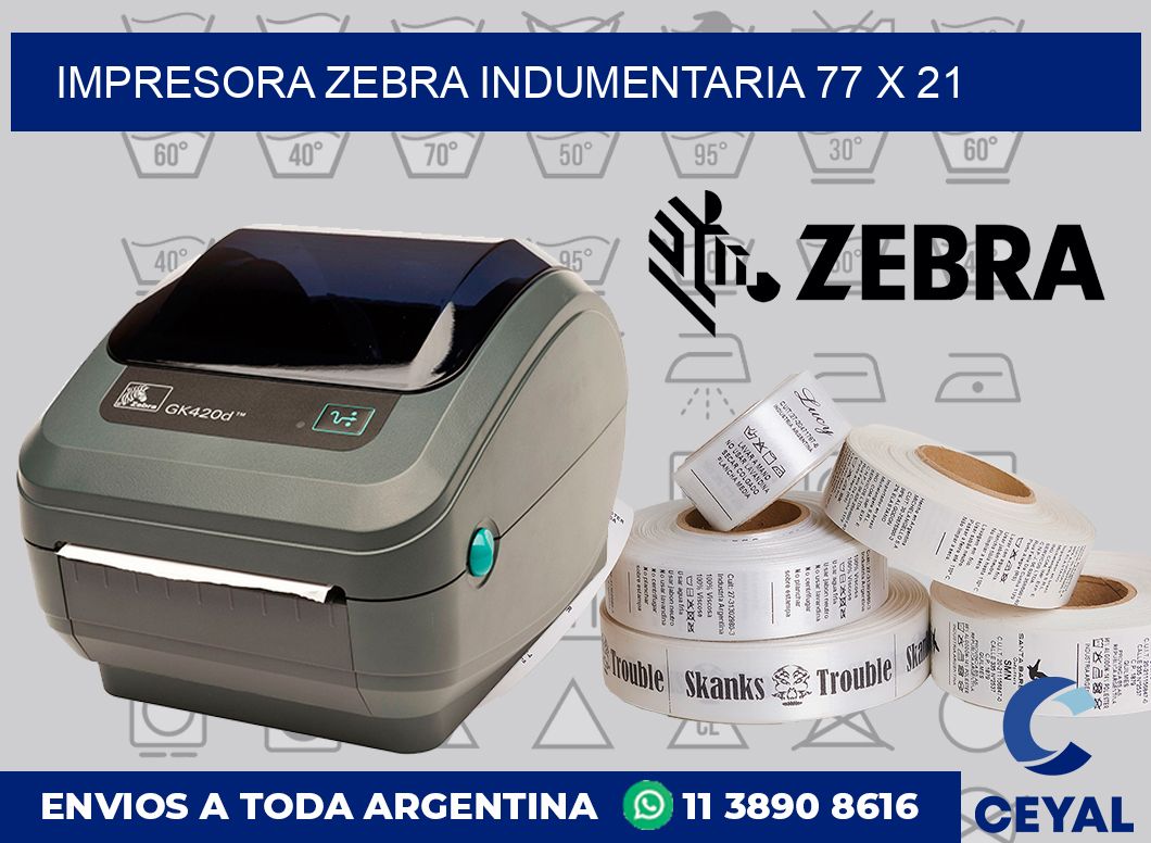 Impresora Zebra indumentaria 77 x 21