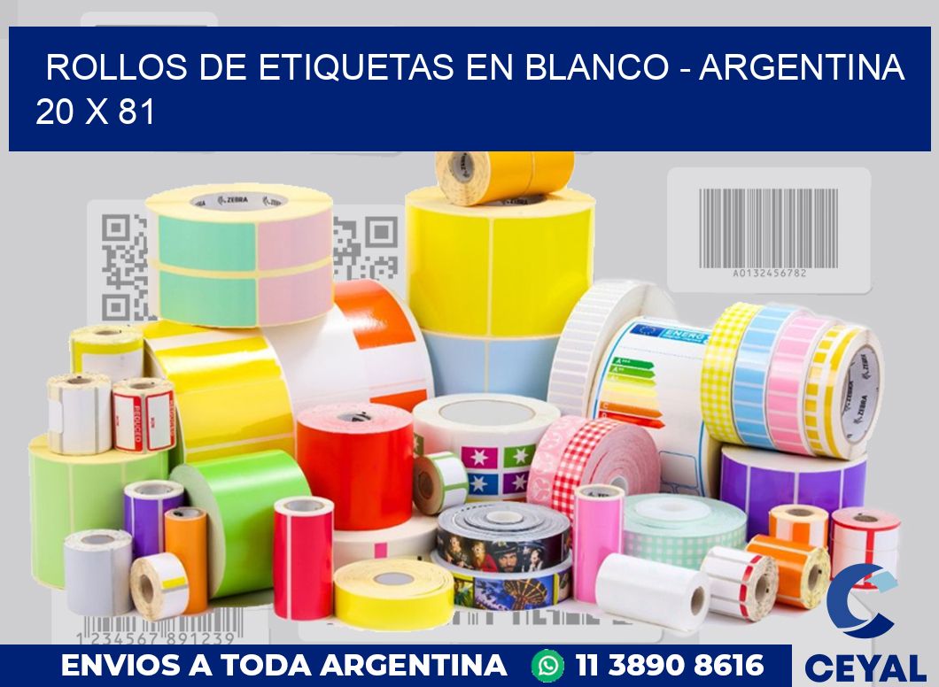 Rollos de etiquetas en blanco – Argentina 20 x 81