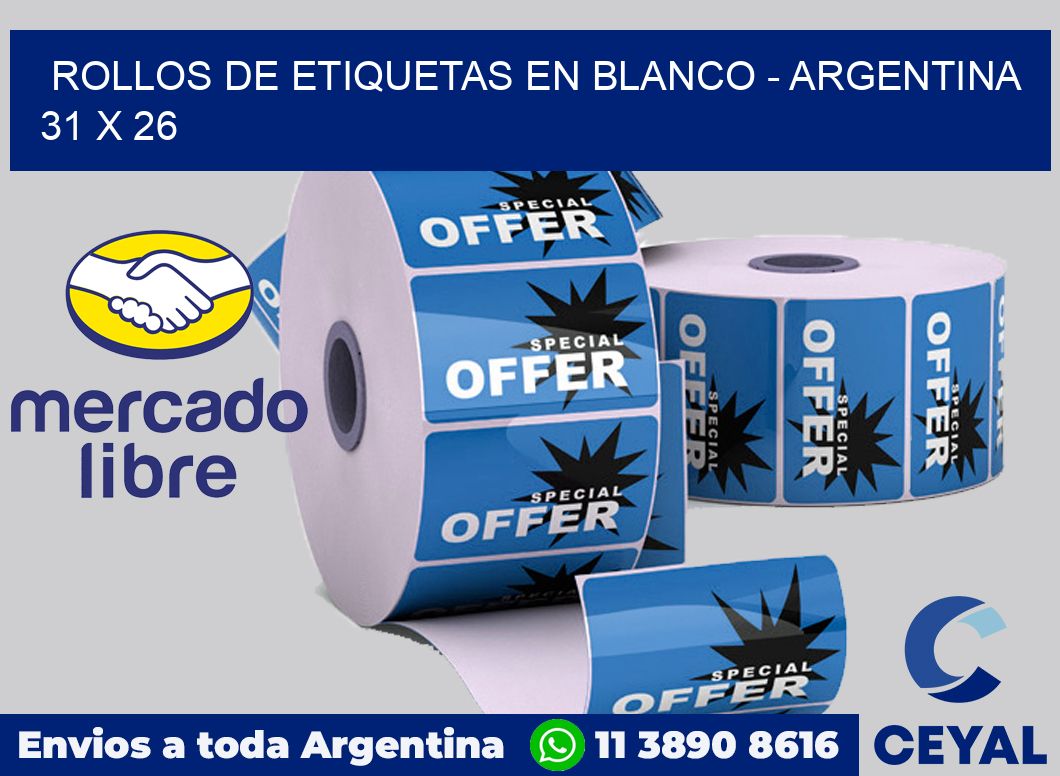 Rollos de etiquetas en blanco - Argentina 31 x 26