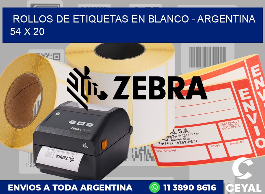 Rollos de etiquetas en blanco - Argentina 54 x 20