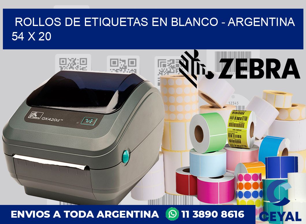 Rollos de etiquetas en blanco – Argentina 54 x 20