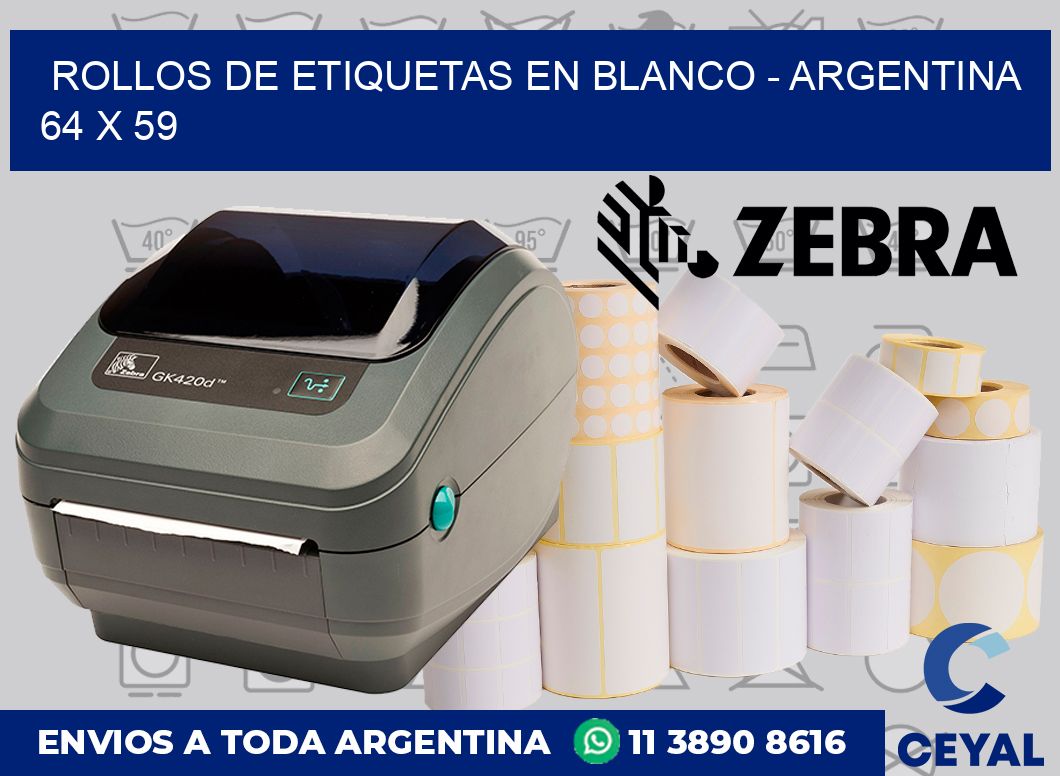 Rollos de etiquetas en blanco – Argentina 64 x 59