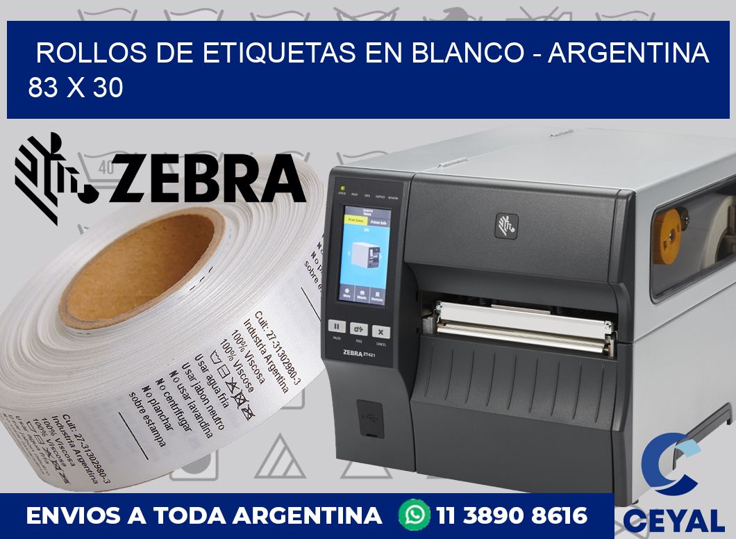 Rollos de etiquetas en blanco – Argentina 83 x 30