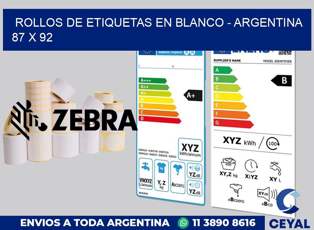 Rollos de etiquetas en blanco - Argentina 87 x 92