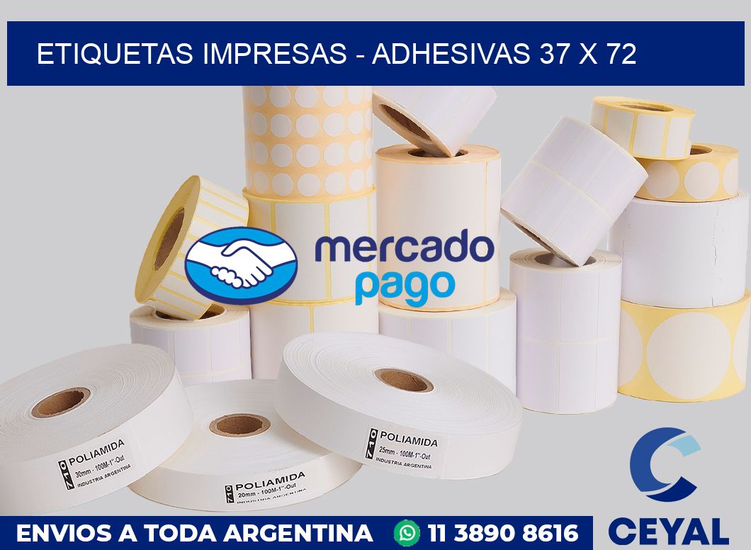 etiquetas impresas - Adhesivas 37 x 72