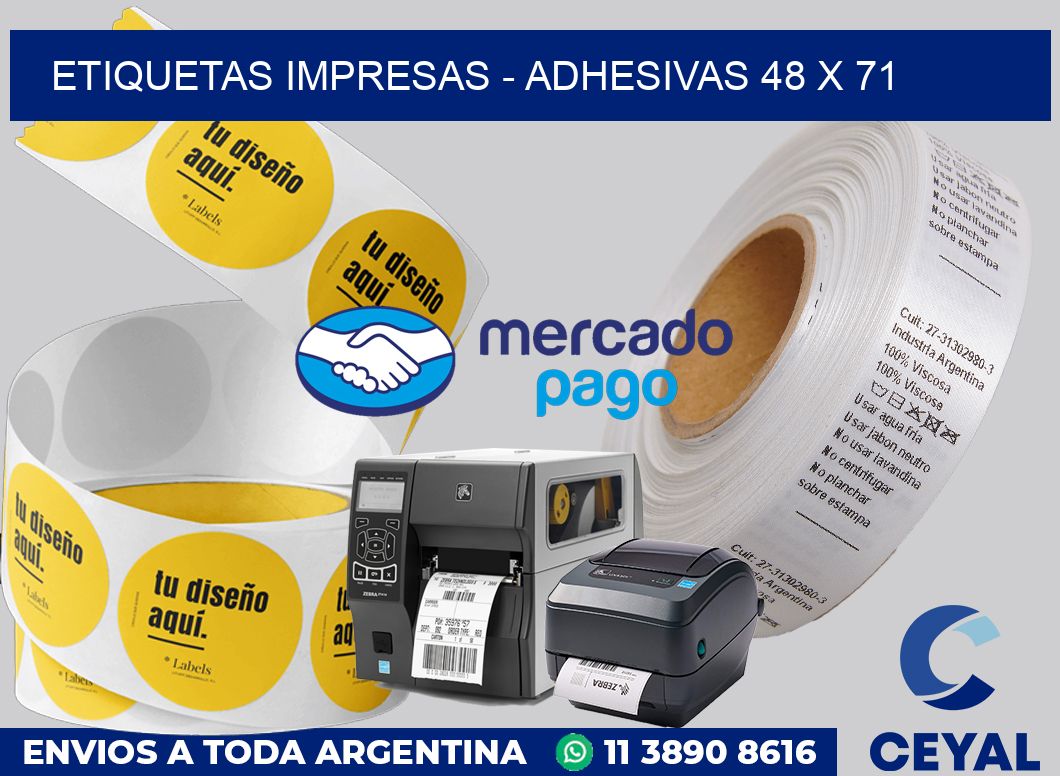 etiquetas impresas - Adhesivas 48 x 71