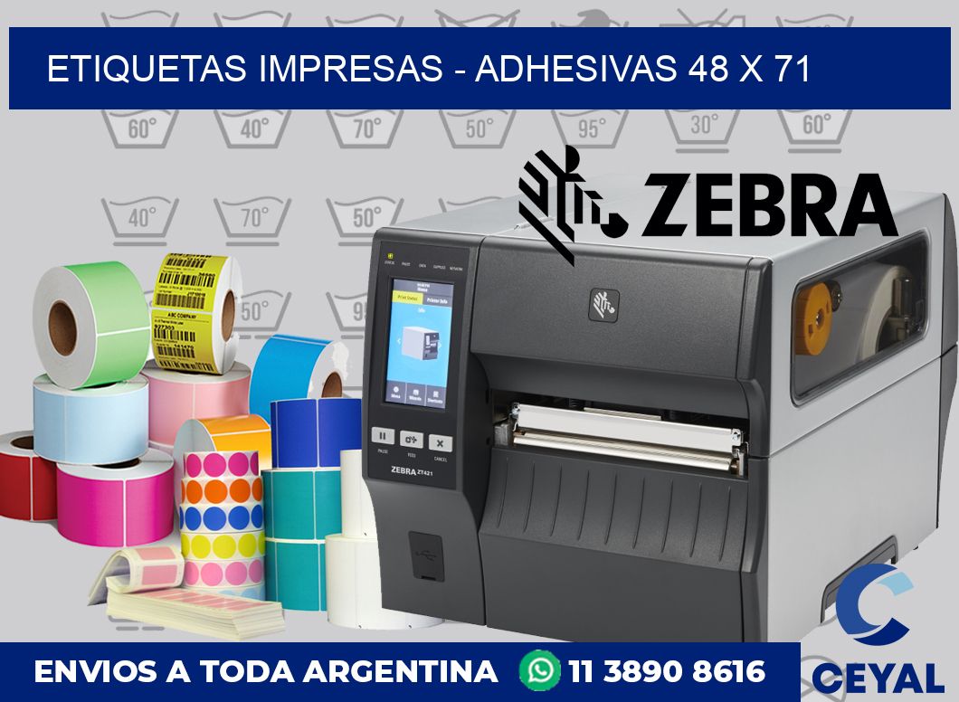etiquetas impresas - Adhesivas 48 x 71