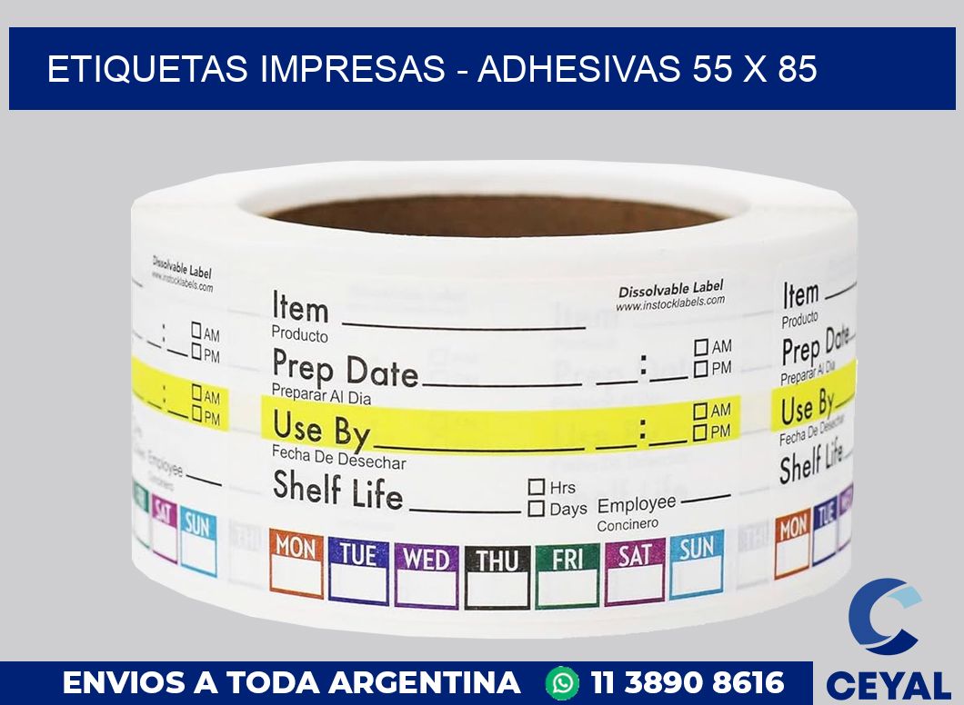 etiquetas impresas – Adhesivas 55 x 85